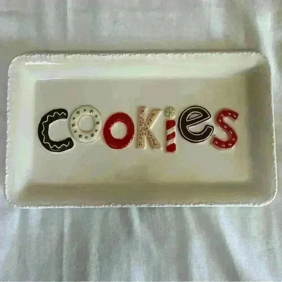 Hallmark Ceramic Christmas Cookie Exchange 12"x7" Rectangle Serving Tray Holiday - Picture 1 of 4
